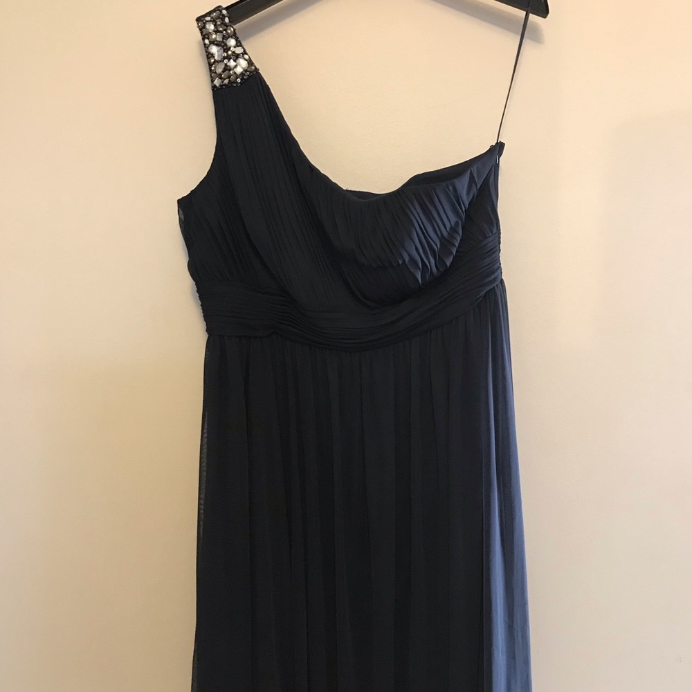 One shoulder navy blue plus size dress